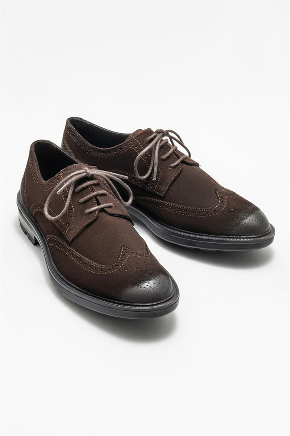 Kahve deri erkek günlük ayakkabı, günlük kullanım için - Elle Shoes