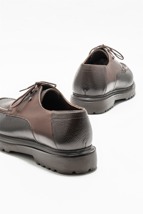 Kahve deri erkek günlük ayakkabı, günlük kullanım için - Elle Shoes