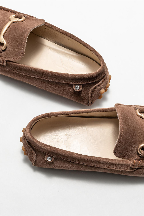 Kahve deri erkek loafer, günlük kullanım için - Elle Shoes