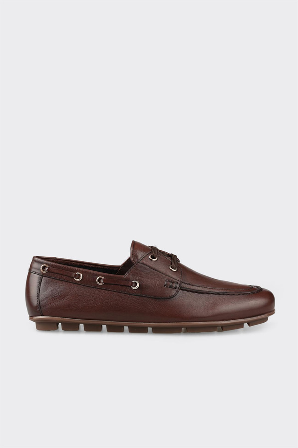 Kahve deri erkek günlük ayakkabı, rahat kullanım için - Elle Shoes