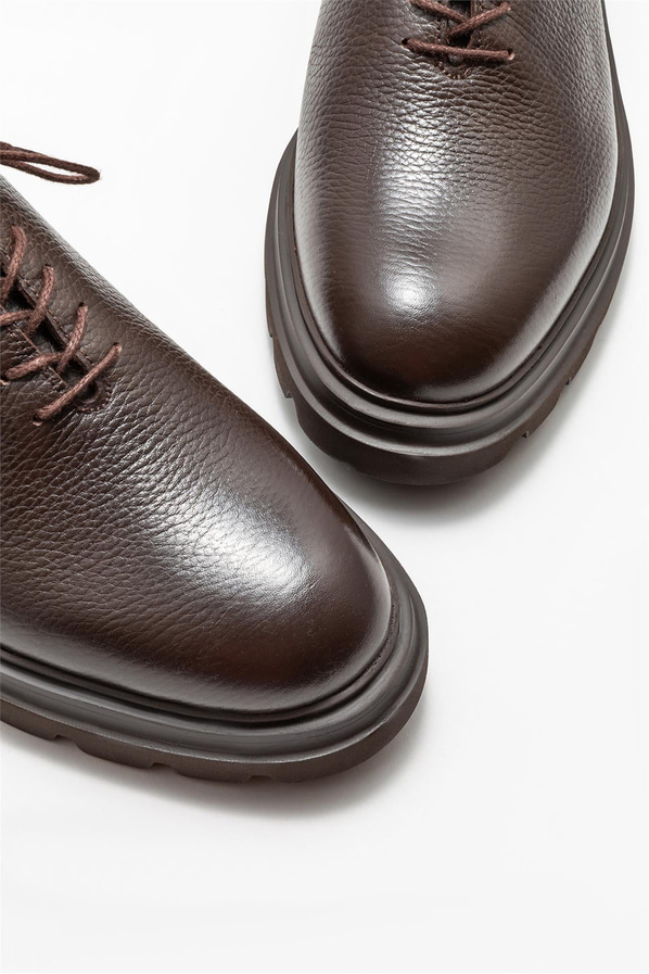Kahve deri erkek günlük ayakkabı, günlük kullanım için - Elle Shoes