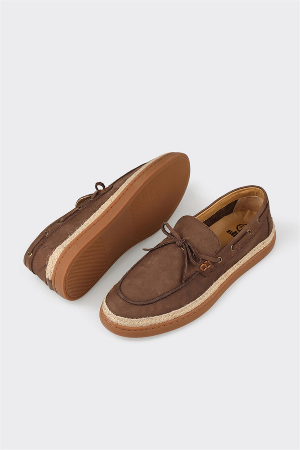 Kahve deri erkek loafer, günlük kullanım için - Elle Shoes