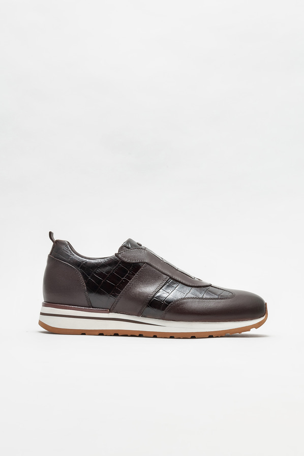 Kahve deri erkek günlük ayakkabı, günlük kullanım için - Elle Shoes