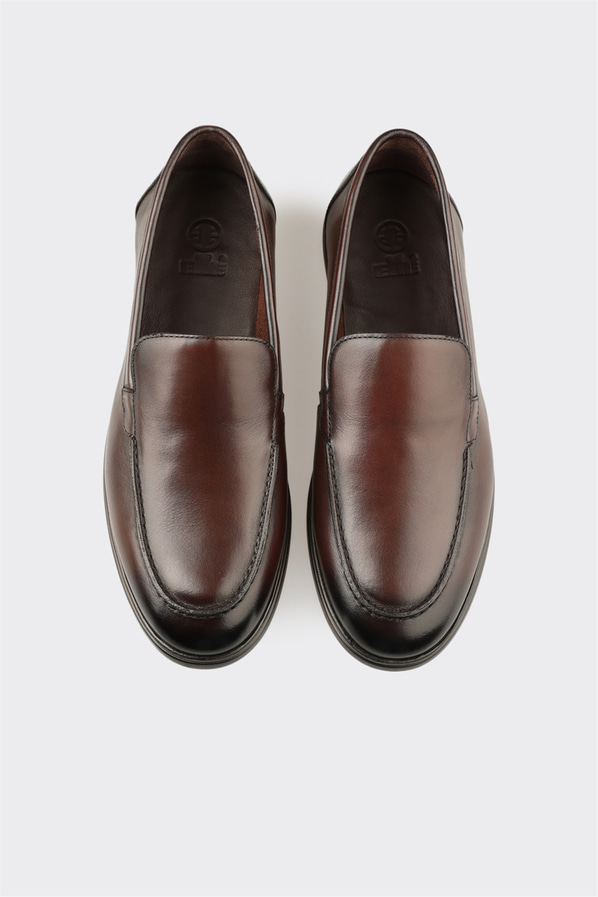 Kahve deri erkek loafer, günlük kullanım için - Elle Shoes