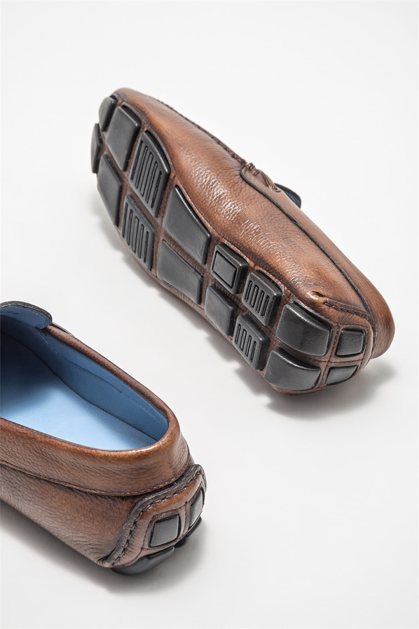 Kahve deri erkek günlük ayakkabı, günlük kullanım için - Elle Shoes