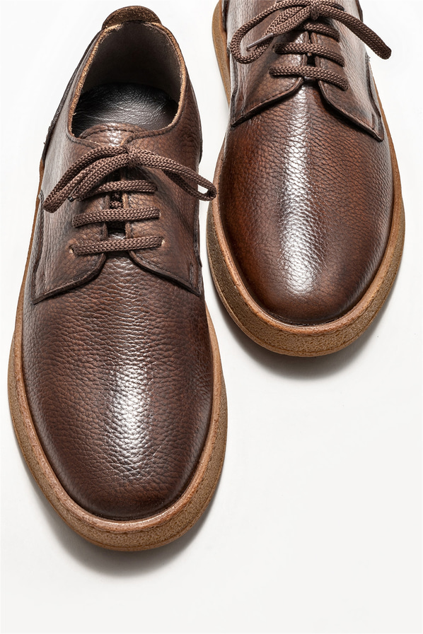Kahve deri erkek günlük ayakkabı, günlük kullanım için - Elle Shoes