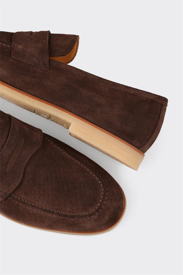 Kahve deri erkek loafer, günlük kullanım için - Elle Shoes