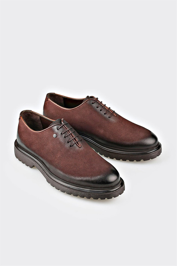 Kahve deri erkek günlük ayakkabı, günlük kullanım için - Elle Shoes