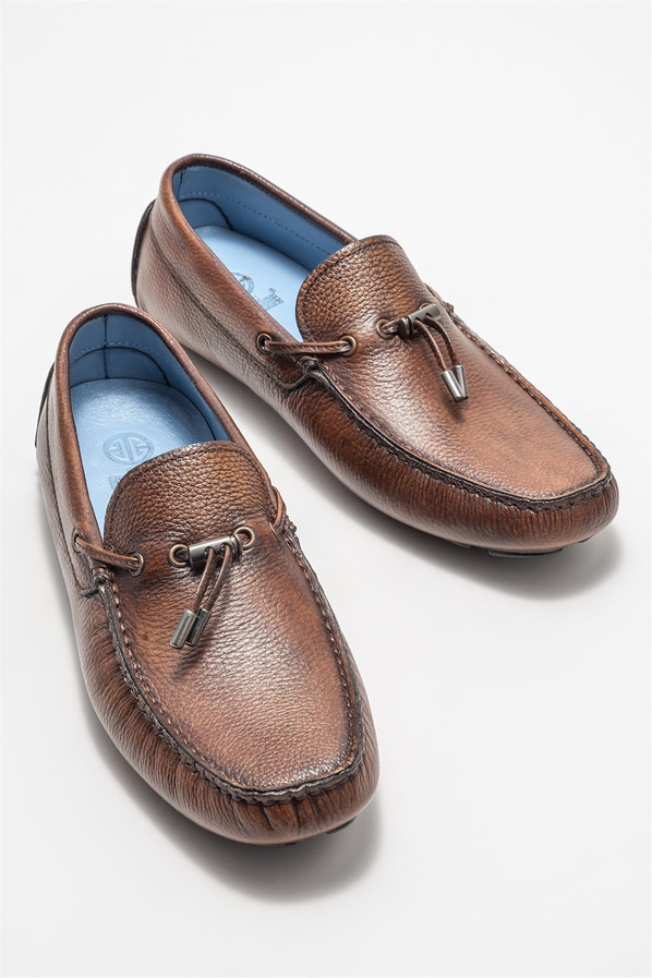 Kahve deri erkek günlük ayakkabı, günlük kullanım için - Elle Shoes