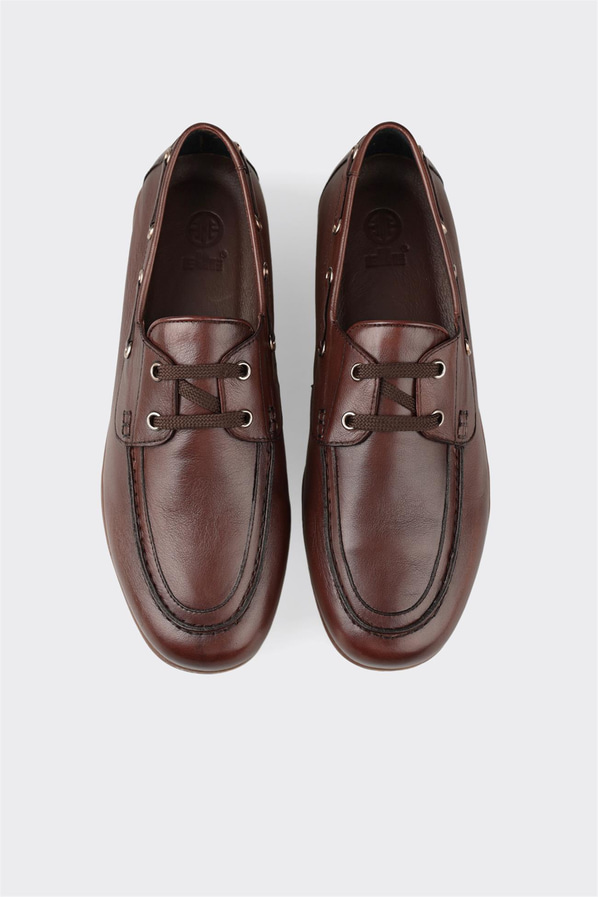 Kahve deri erkek günlük ayakkabı, rahat kullanım için - Elle Shoes