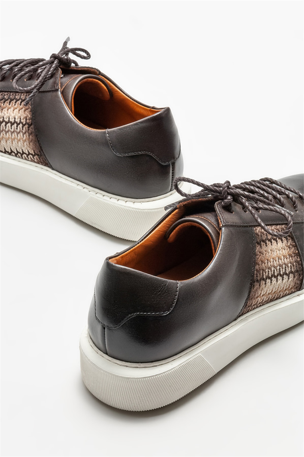Kahve deri erkek günlük ayakkabı, günlük kullanım için - Elle Shoes