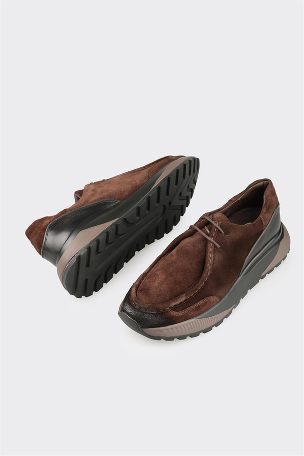 Kahve deri örgü dokulu erkek günlük ayakkabı, günlük kullanım için - Elle Shoes