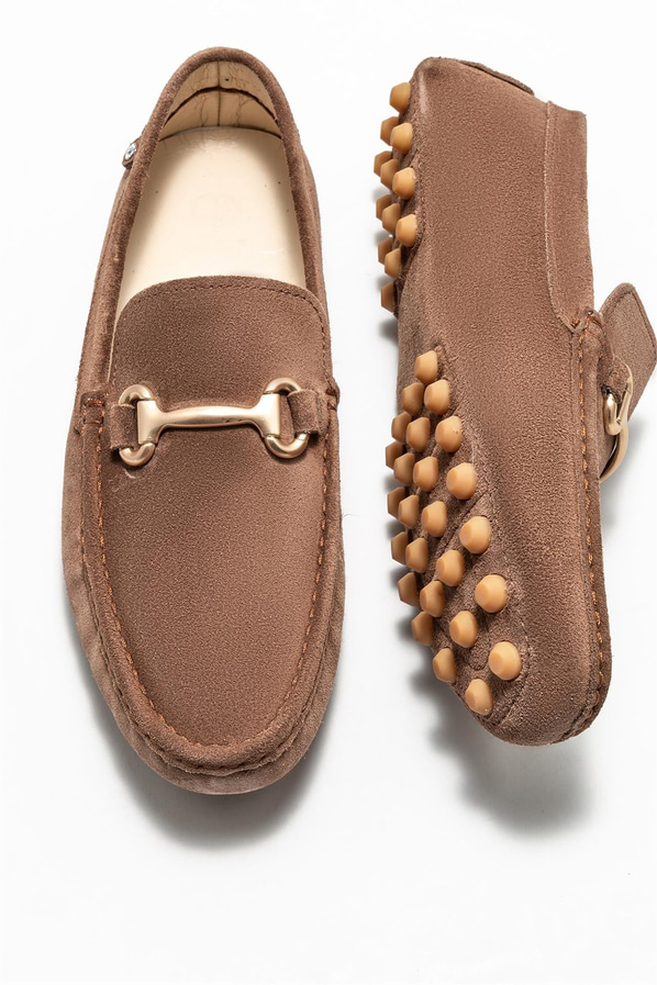 Kahve deri erkek loafer, günlük kullanım için - Elle Shoes