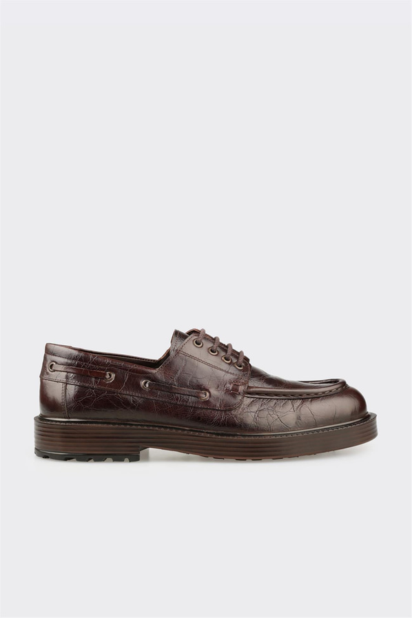 Kahve deri yumuşak dokulu erkek günlük ayakkabı, rahat kullanım için - Elle Shoes