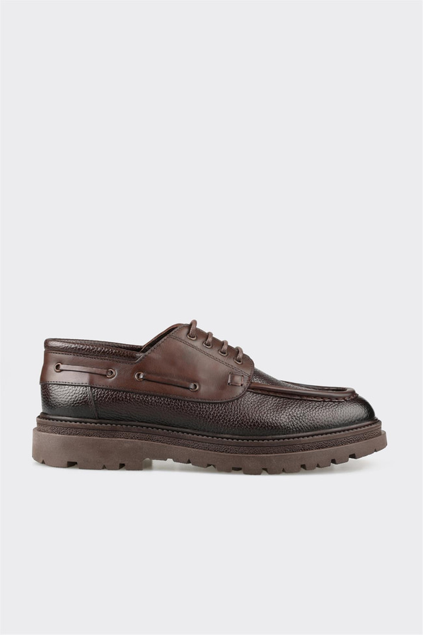 Kahve deri erkek günlük ayakkabı, günlük kullanım için - Elle Shoes