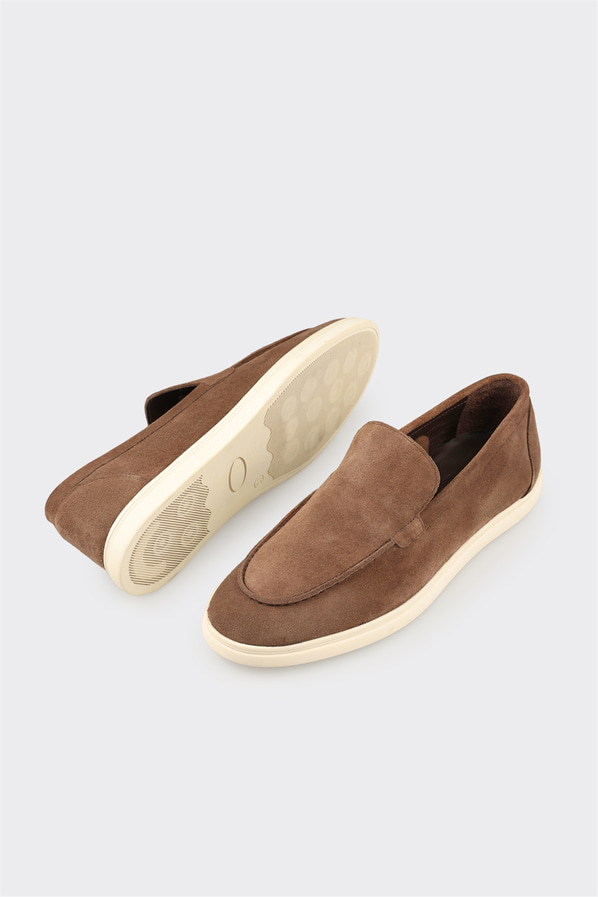 Kahve deri erkek loafer, günlük kullanım için - Elle Shoes