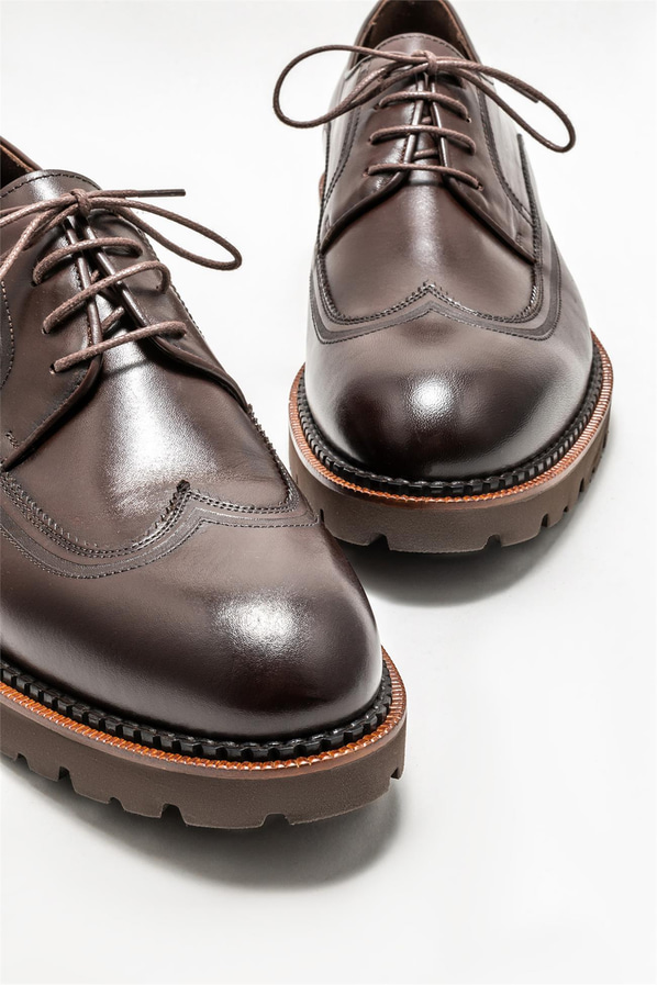 Kahve deri erkek günlük ayakkabı, günlük kullanım için - Elle Shoes