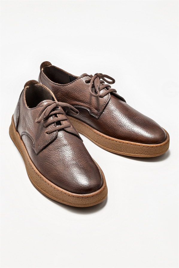 Kahve deri erkek günlük ayakkabı, günlük kullanım için - Elle Shoes