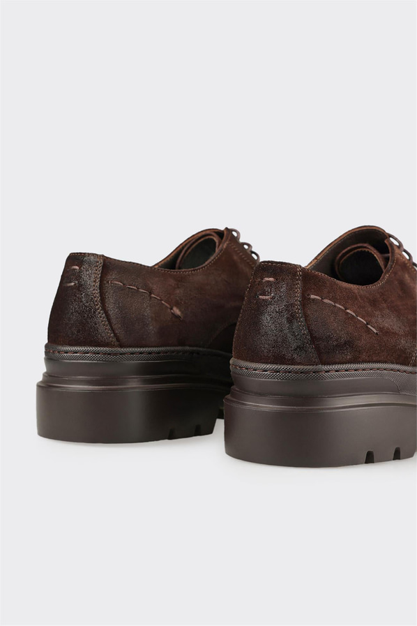 Kahve deri erkek günlük ayakkabı, ofis stili için - Elle Shoes
