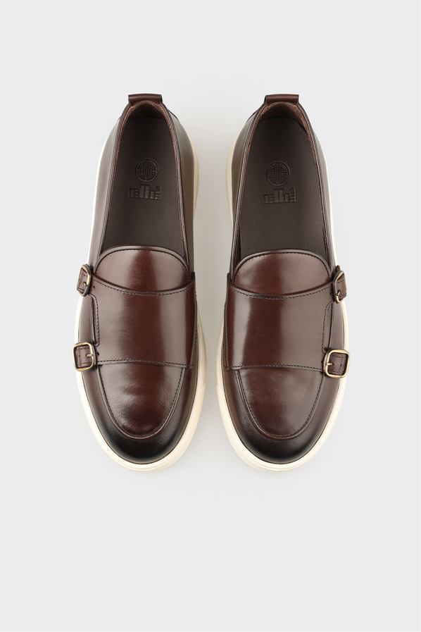 Kahve deri erkek loafer, günlük kullanım için - Elle Shoes