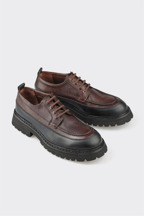 Kahve deri erkek günlük ayakkabı, günlük kullanım için - Elle Shoes