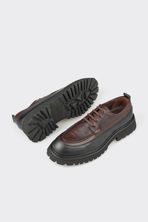 Kahve deri erkek günlük ayakkabı, günlük kullanım için - Elle Shoes