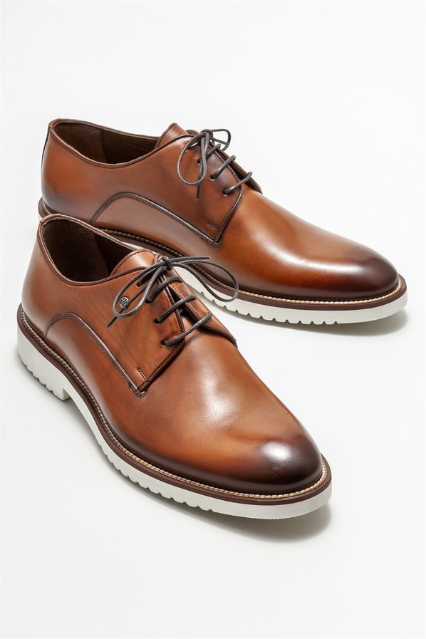 Kahve deri erkek günlük ayakkabı, günlük kullanım için - Elle Shoes