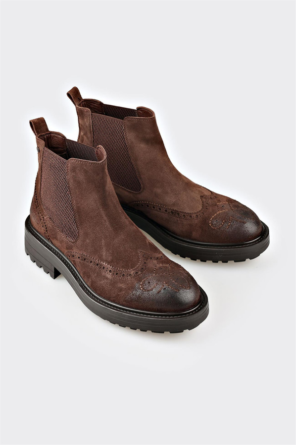 Kahve deri erkek günlük bot, günlük kullanım için - Elle Shoes
