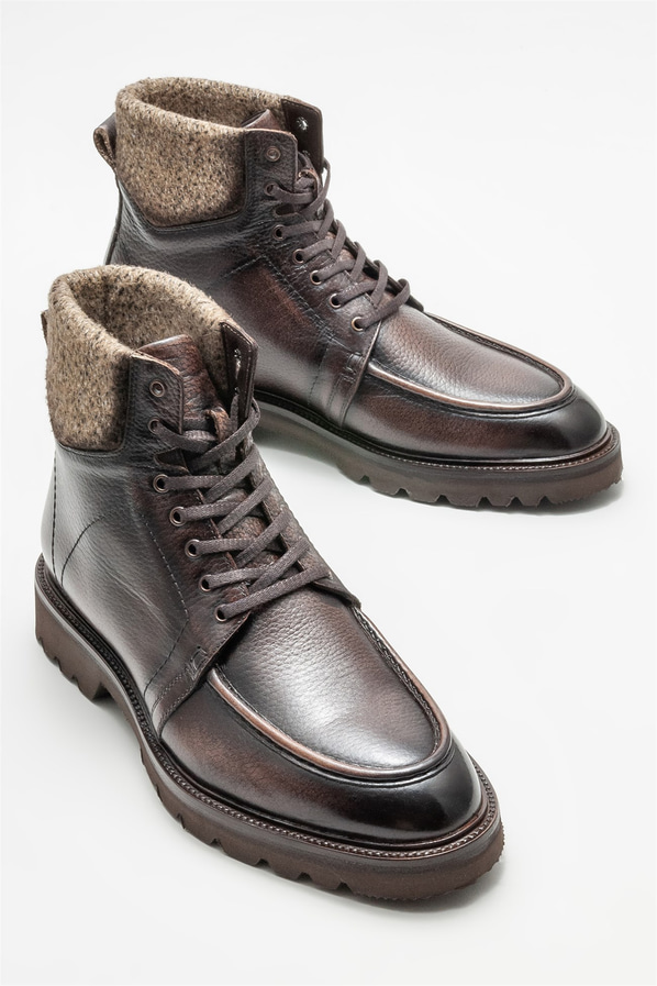 Kahve deri erkek günlük bot, günlük kullanım için - Elle Shoes