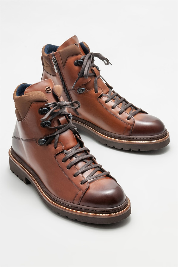 Kahve deri erkek günlük bot, günlük kullanım için - Elle Shoes