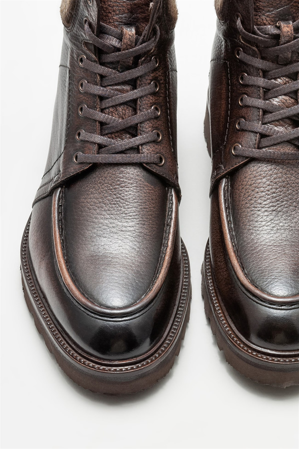 Kahve deri erkek günlük bot, günlük kullanım için - Elle Shoes
