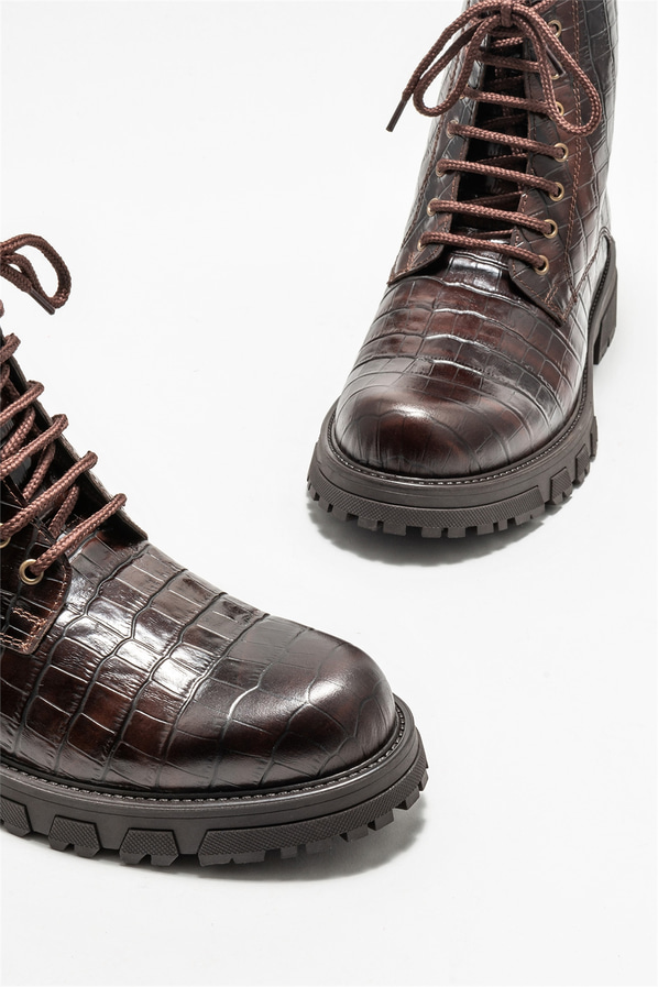 Kahve deri erkek günlük bot, günlük kullanım için - Elle Shoes