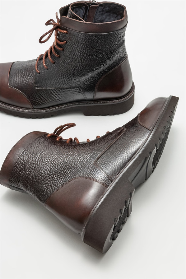 Kahve deri erkek günlük bot, günlük kullanım için - Elle Shoes