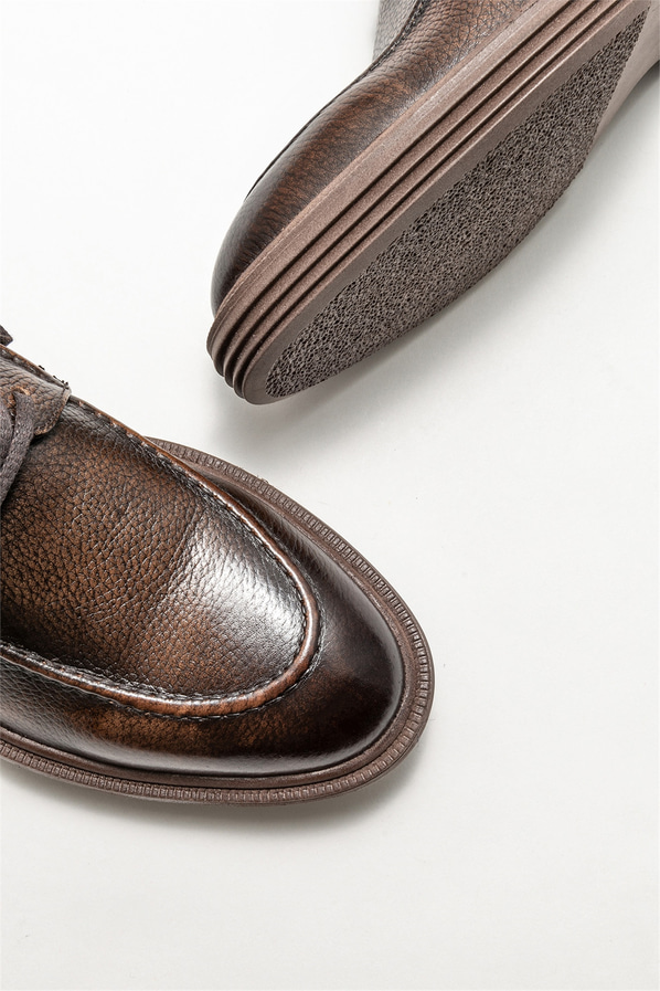 Kahve deri erkek günlük bot, günlük kullanım için - Elle Shoes