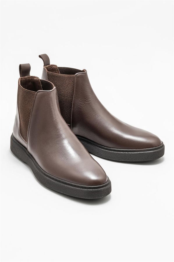 Kahve deri erkek günlük bot, günlük kullanım için - Elle Shoes