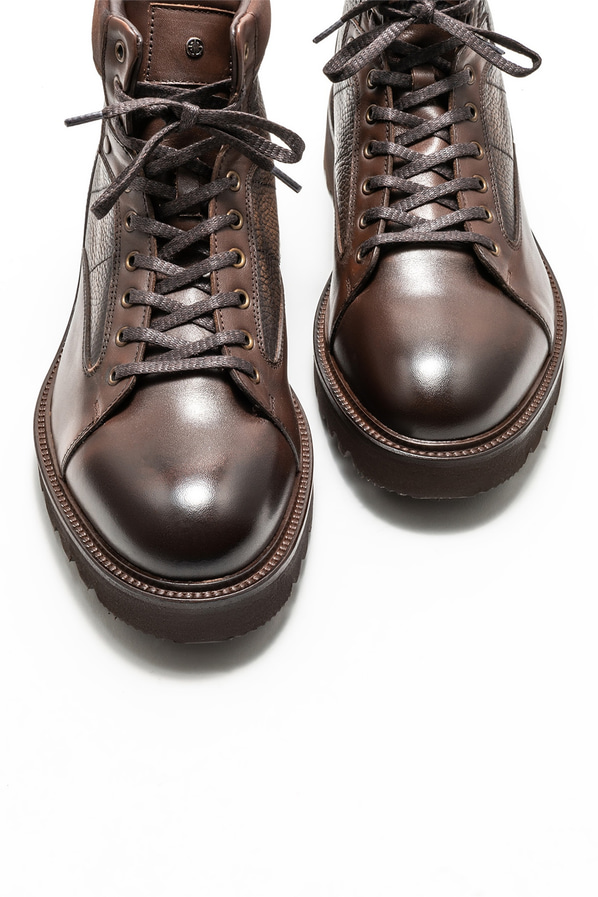 Kahve deri erkek günlük bot, günlük kullanım için - Elle Shoes