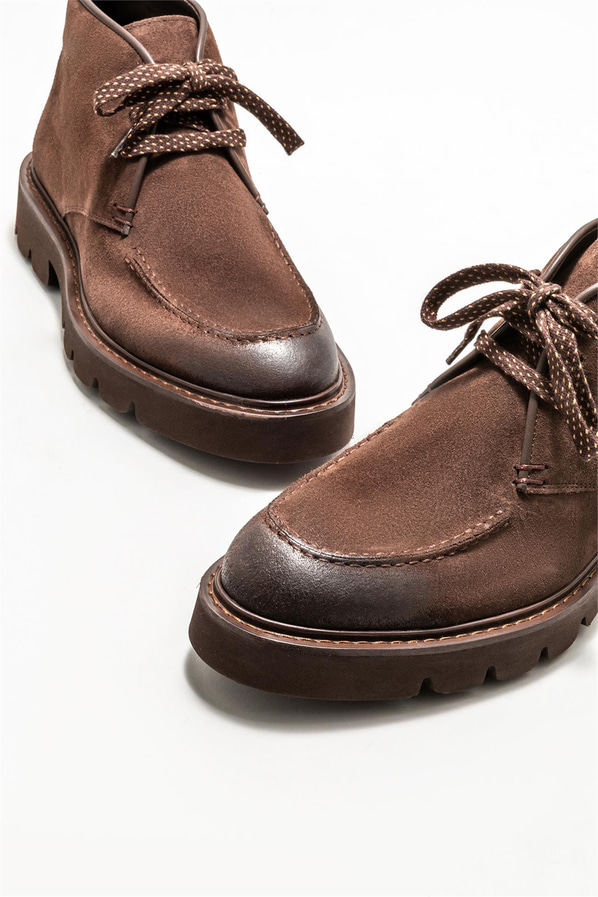 Kahve deri erkek günlük bot, günlük kullanım için - Elle Shoes