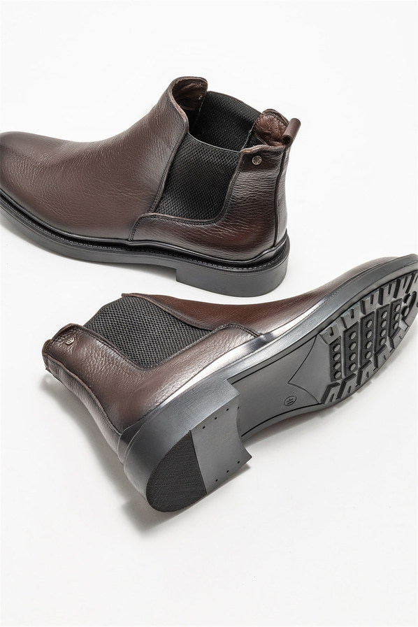 Kahve deri erkek günlük bot, günlük kullanım için - Elle Shoes