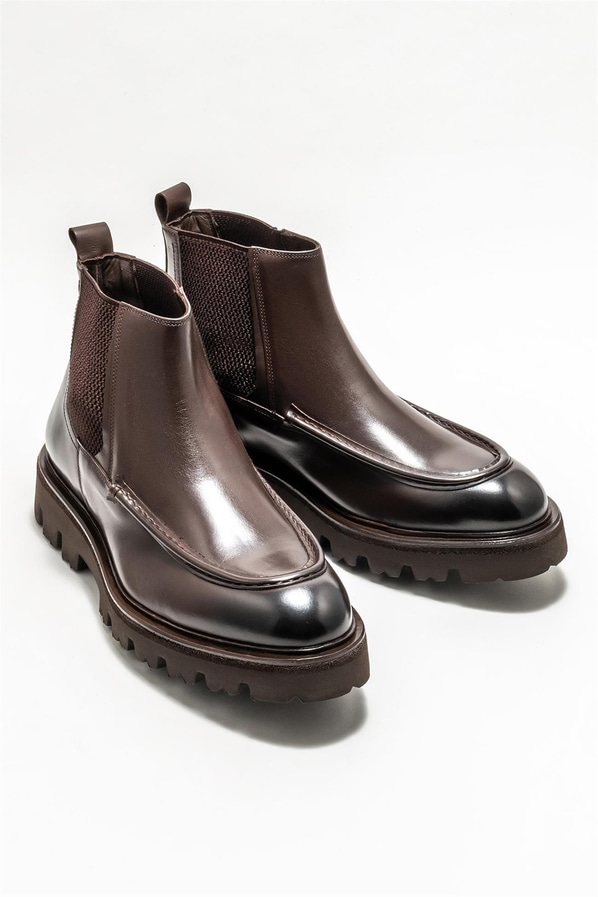 Kahve deri erkek günlük bot, günlük kullanım için - Elle Shoes