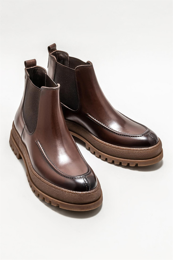Kahve deri erkek günlük bot, günlük kullanım için - Elle Shoes