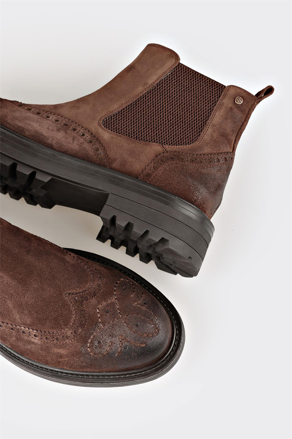 Kahve deri erkek günlük bot, günlük kullanım için - Elle Shoes