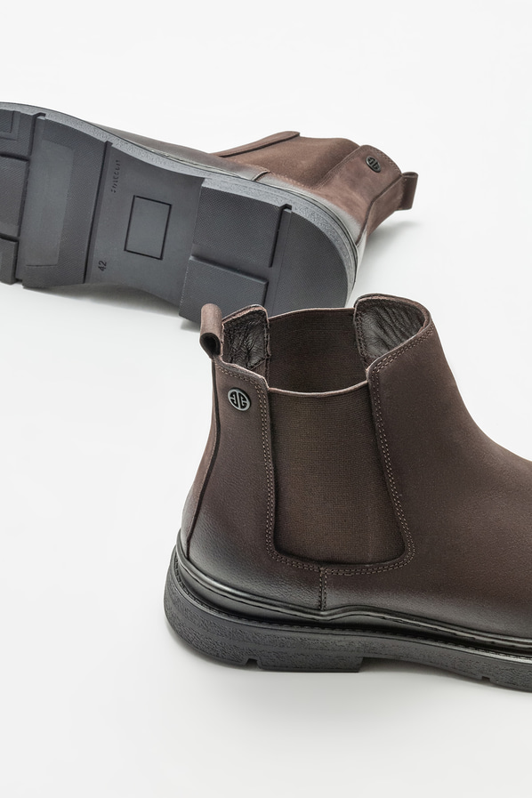 Kahve deri erkek günlük bot, günlük kullanım için - Elle Shoes