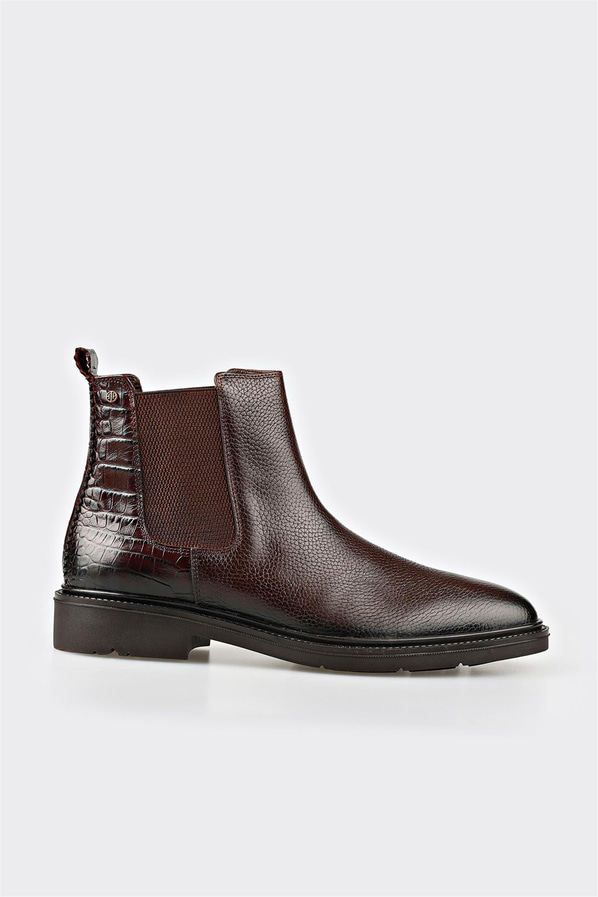 Kahve deri erkek günlük bot, günlük kullanım için - Elle Shoes