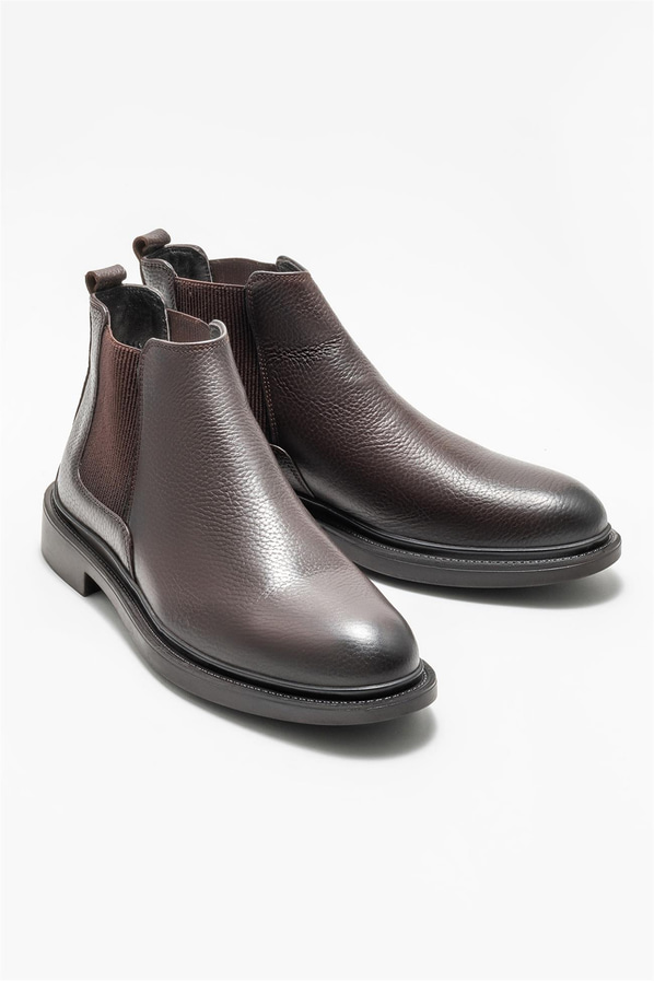 Kahve deri erkek günlük bot, günlük kullanım için - Elle Shoes