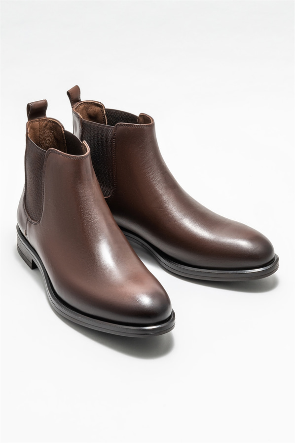 Kahve deri erkek günlük bot, günlük kullanım için - Elle Shoes