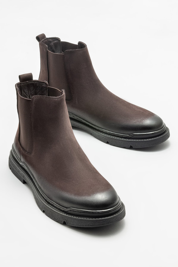Kahve deri erkek günlük bot, günlük kullanım için - Elle Shoes