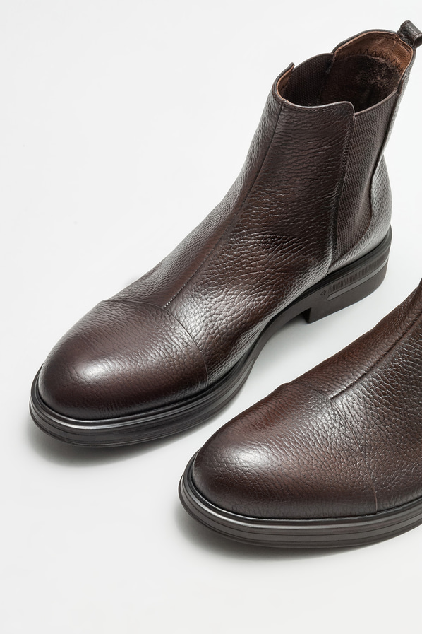 Kahve deri erkek günlük bot, günlük kullanım için - Elle Shoes