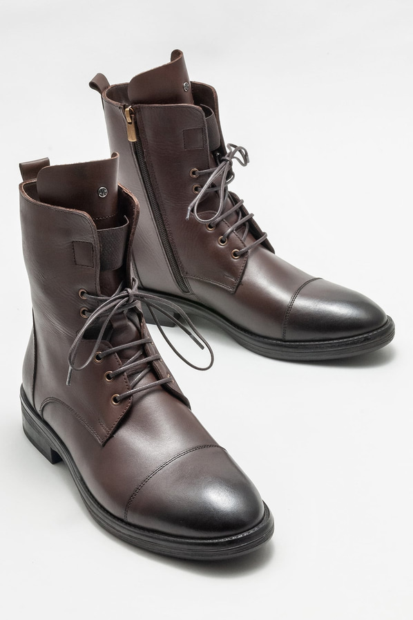Kahve deri erkek günlük bot, günlük kullanım için - Elle Shoes