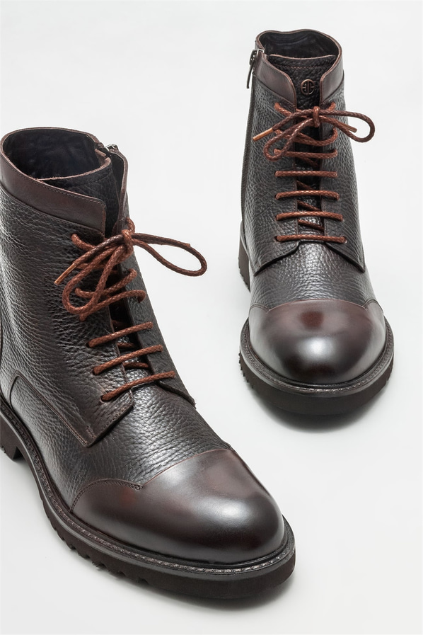 Kahve deri erkek günlük bot, günlük kullanım için - Elle Shoes