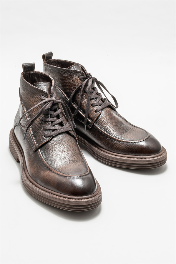 Kahve deri erkek günlük bot, günlük kullanım için - Elle Shoes